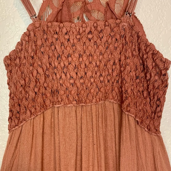 Free People Adella Crochet Floral Lace Ruffle Hem Smocked Strappy Back XS - Picture 10 of 14